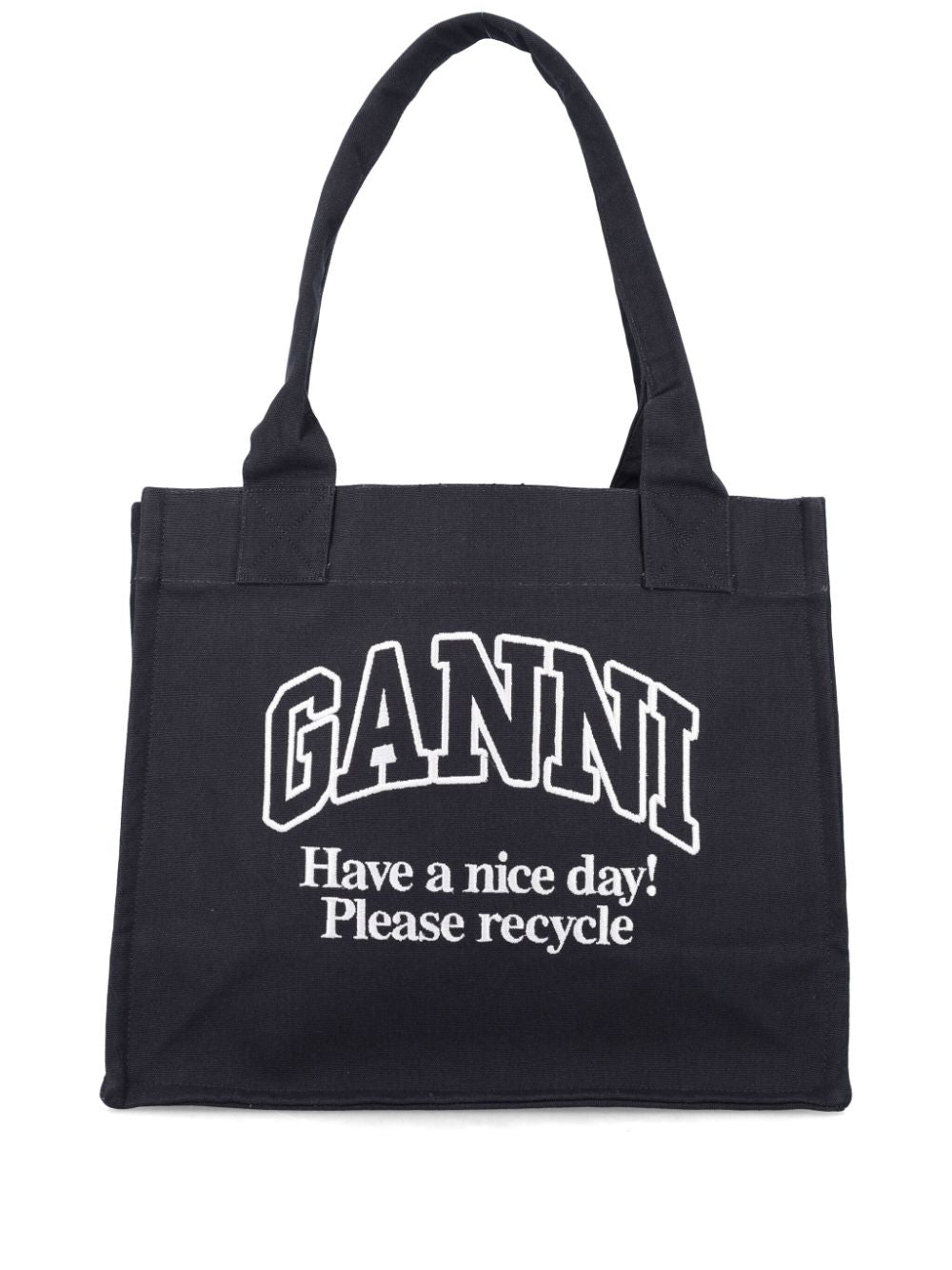 GANNI Recycled Cotton Tote Bag In Black