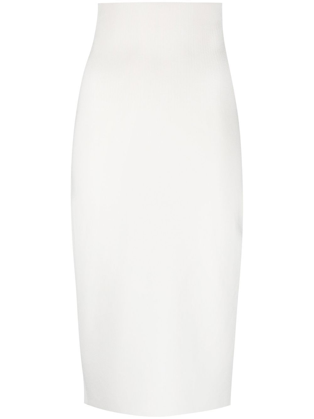 Victoria Beckham High Waist Ribbed Midi Skirt White