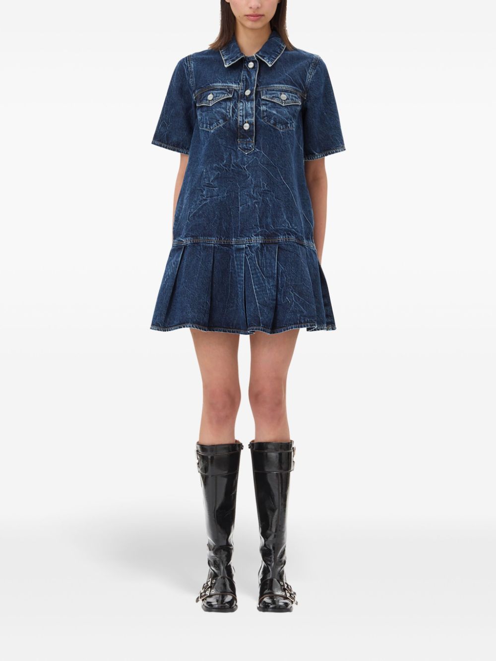 GANNI Denim Mini Dress Blue