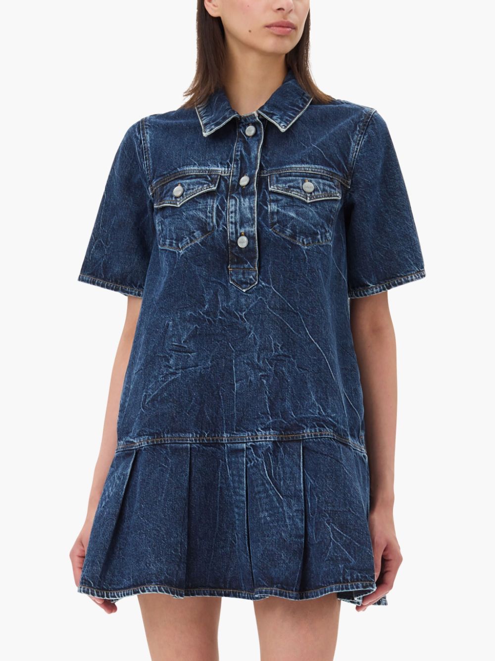 GANNI Denim Mini Dress Blue