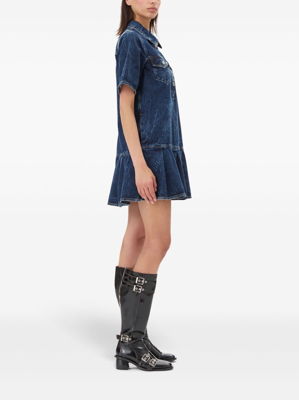 GANNI Denim Mini Dress Blue