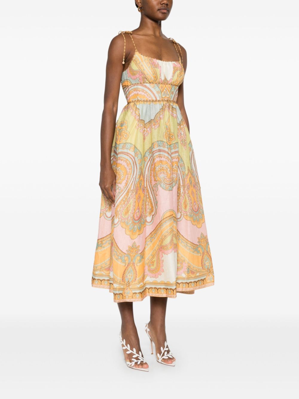 Zimmermann Maxine Linen-Flax Midi Dress Golden