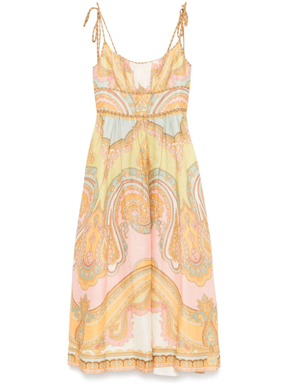 Zimmermann Maxine Linen-Flax Midi Dress Golden