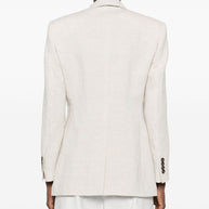 Brunello Cucinelli Beige Linen Blend Single Breasted Jacket