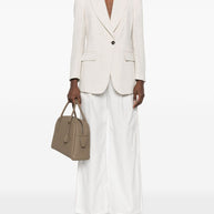 Brunello Cucinelli Beige Linen Blend Single Breasted Jacket