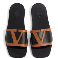 Valentino Garavani Viva Superstar Leather Slide Sandals - Black