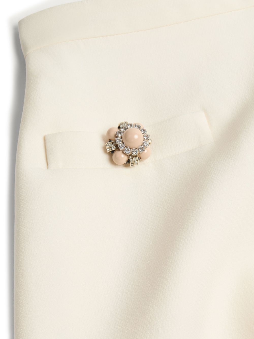 Valentino Ivory Wool-Silk Skirt With Button Detail