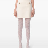 Valentino Ivory Wool-Silk Skirt With Button Detail
