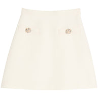 Valentino Ivory Wool-Silk Skirt With Button Detail