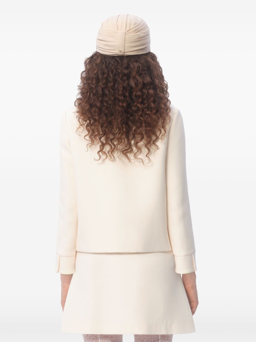 Valentino Ivory Wool-Silk Bead Embellished Jacket