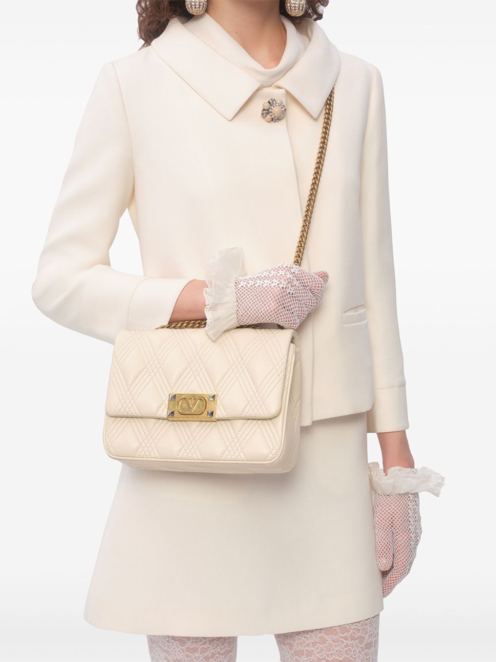 Valentino Ivory Wool-Silk Bead Embellished Jacket