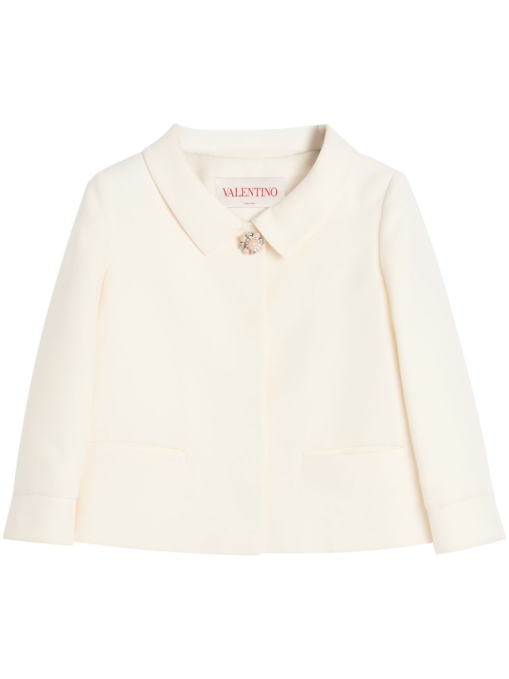 Valentino Ivory Wool-Silk Bead Embellished Jacket