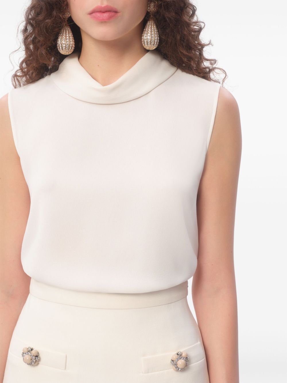 Valentino White Silk Sleeveless Top