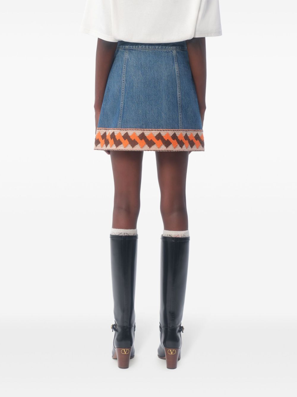 Valentino Blue Cotton Denim Mini Skirt