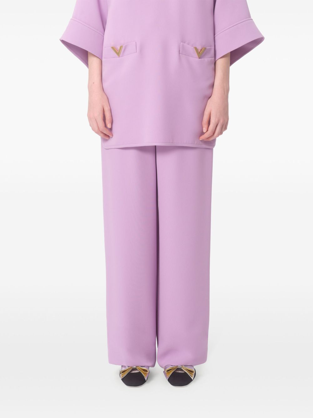 Valentino Lilac Purple Silk Flared Pants