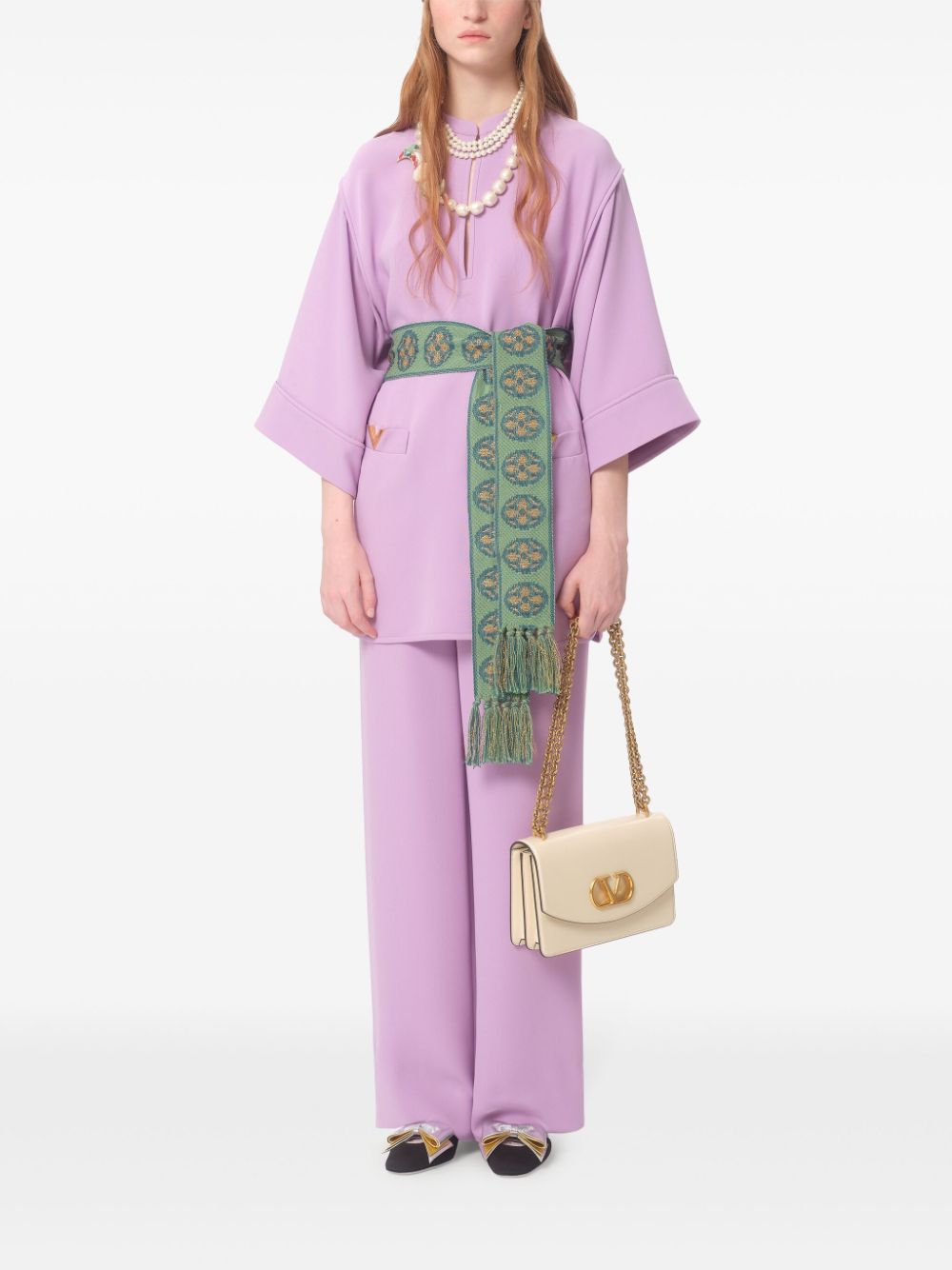 Valentino Lilac Purple Silk Flared Pants