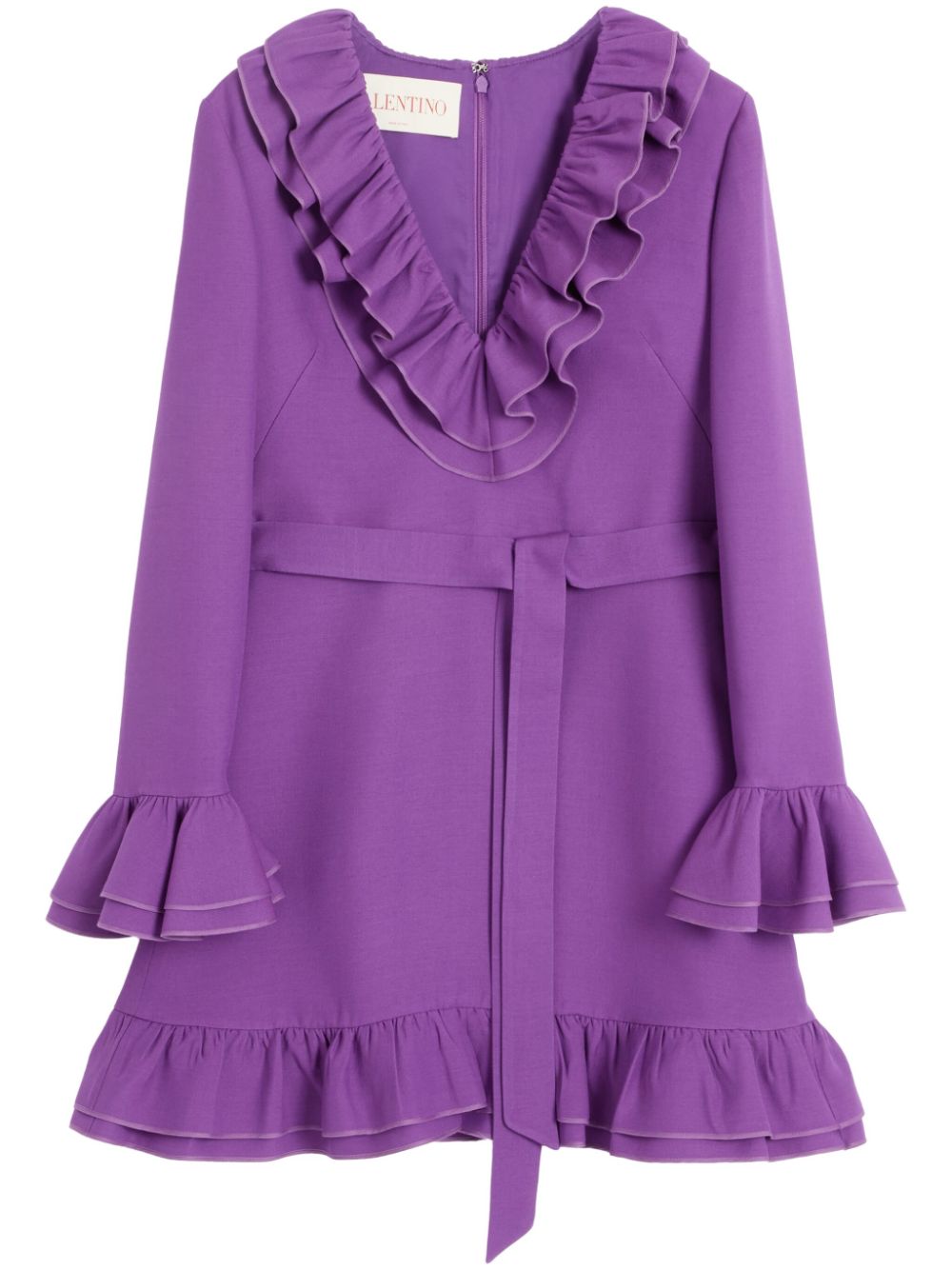 Valentino Wool-Silk Blend Mini Dress Purple