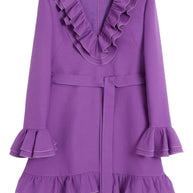 Valentino Wool And Silk Blend Mini Dress In Purple