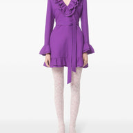 Valentino Wool And Silk Blend Mini Dress In Purple