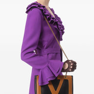 Valentino Wool And Silk Blend Mini Dress In Purple