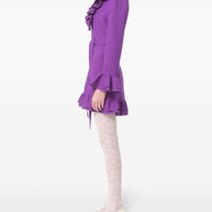 Valentino Wool And Silk Blend Mini Dress In Purple
