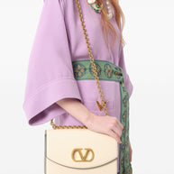 Valentino Lilac Purple Silk Cady Split Neck V Detail Top