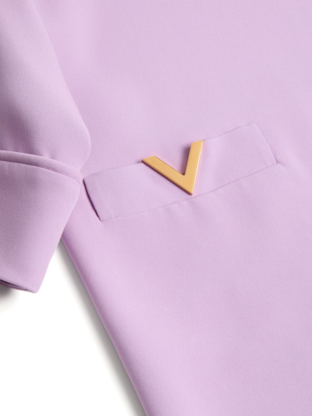 Valentino Lilac Purple Silk Cady Split Neck V Detail Top