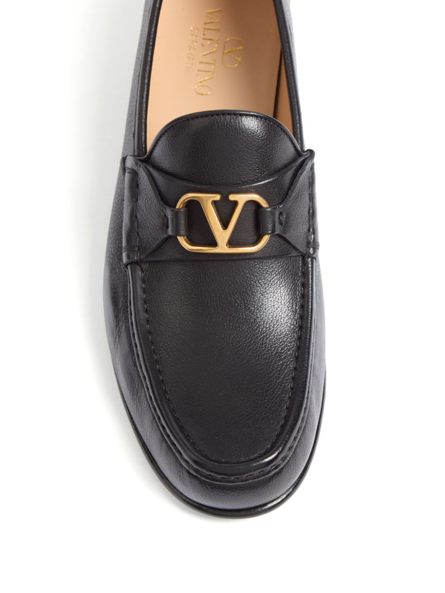 Valentino Garavani VLogo Signature Leather Loafers - Black