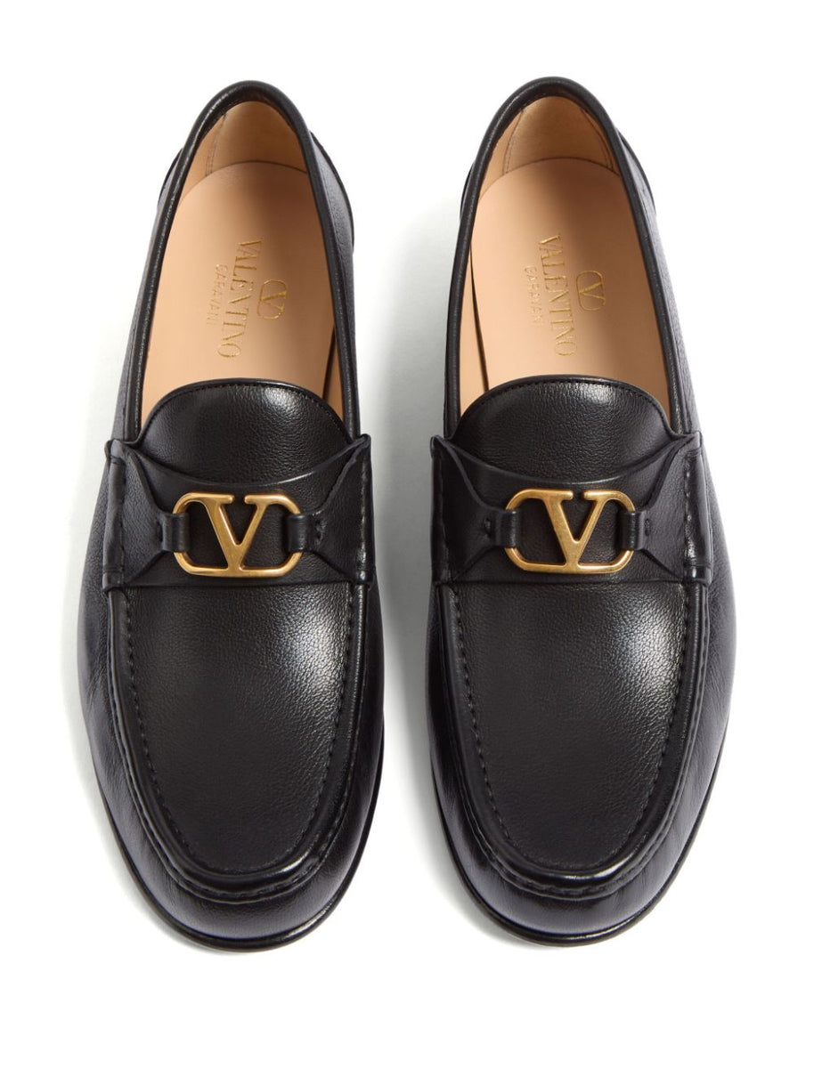 Valentino Garavani VLogo Signature Leather Loafers - Black