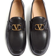 Valentino Garavani VLogo Signature Leather Loafers - Black