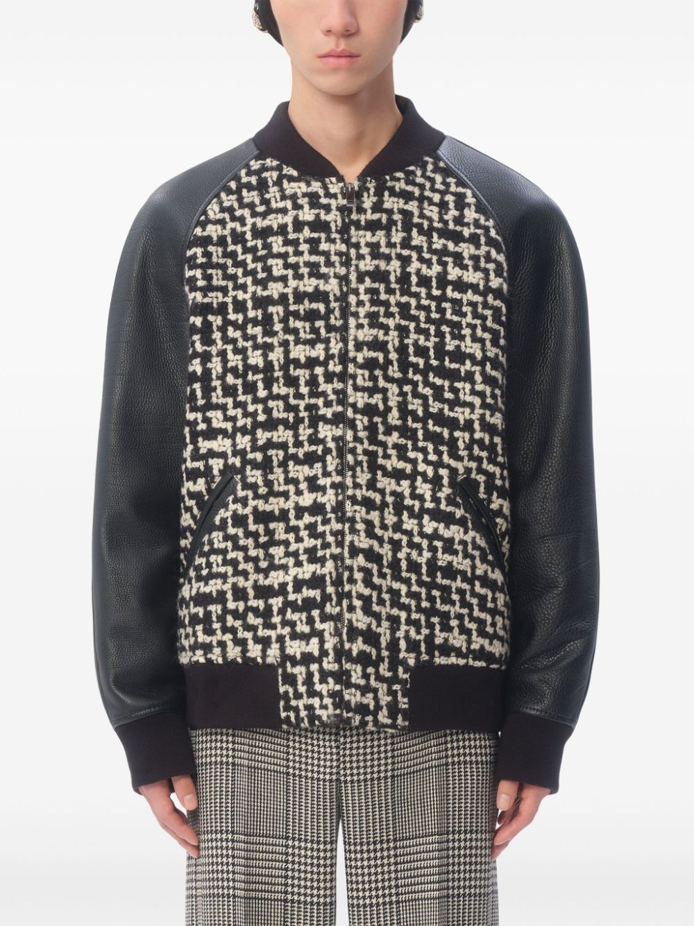 Valentino Tweed Bomber Jacket With Chez Valentino Logo