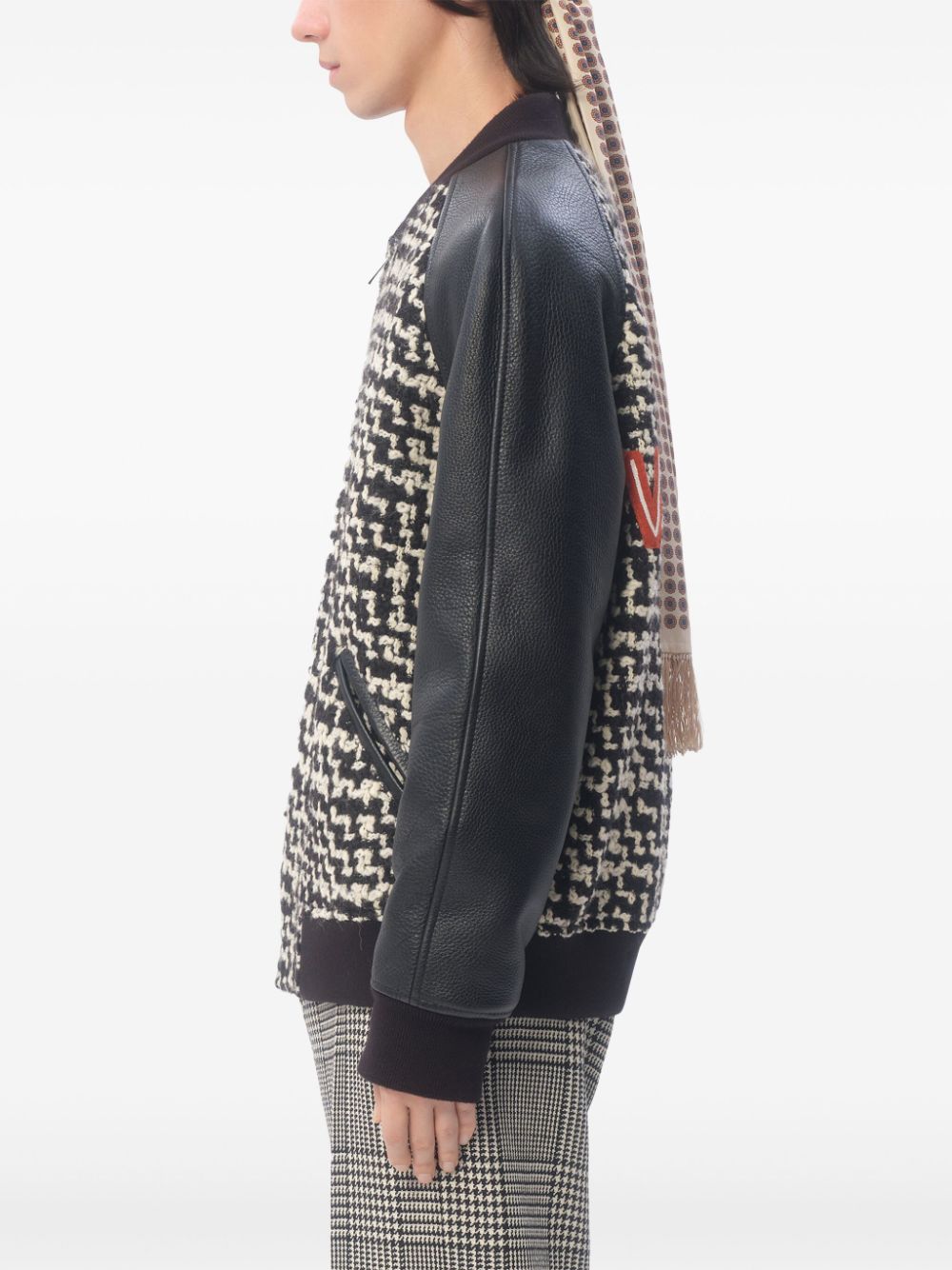 Valentino Tweed Bomber Jacket With Chez Valentino Logo