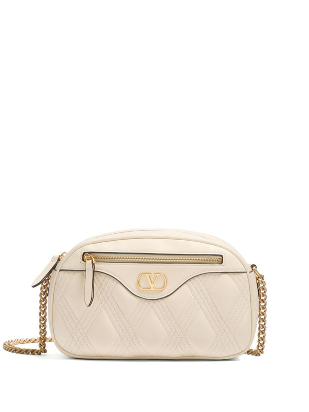 Valentino Garavani Quiltie 67 Leather Camera Bag - White