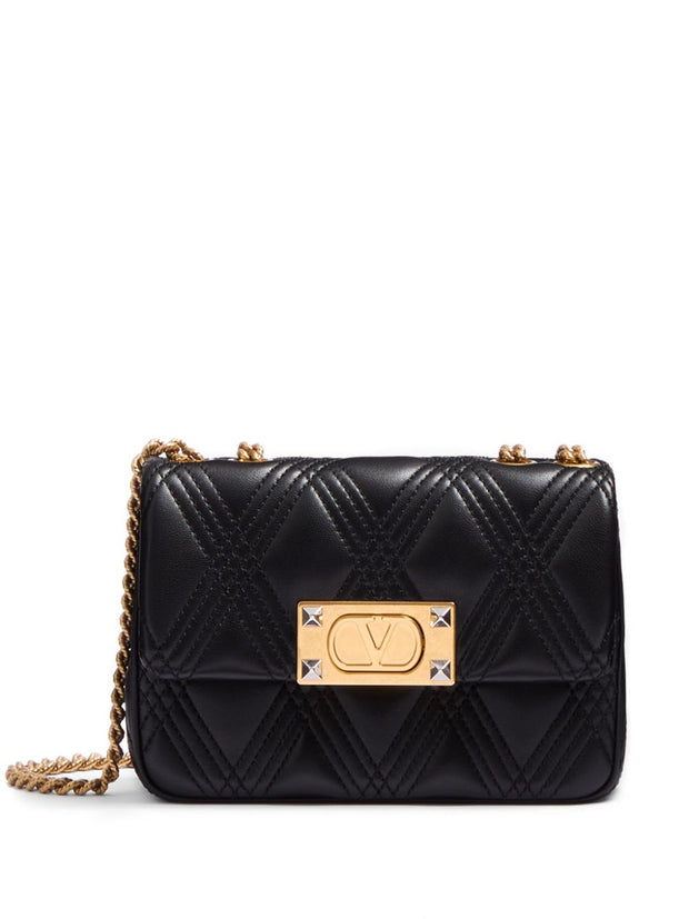 Valentino Garavani Quiltie 67 Small Leather Shoulder Bag - Black