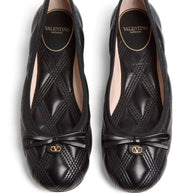 Valentino Garavani Quiltie 67 Leather Ballet Flats - Black