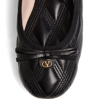Valentino Garavani Quiltie 67 Leather Ballet Flats - Black