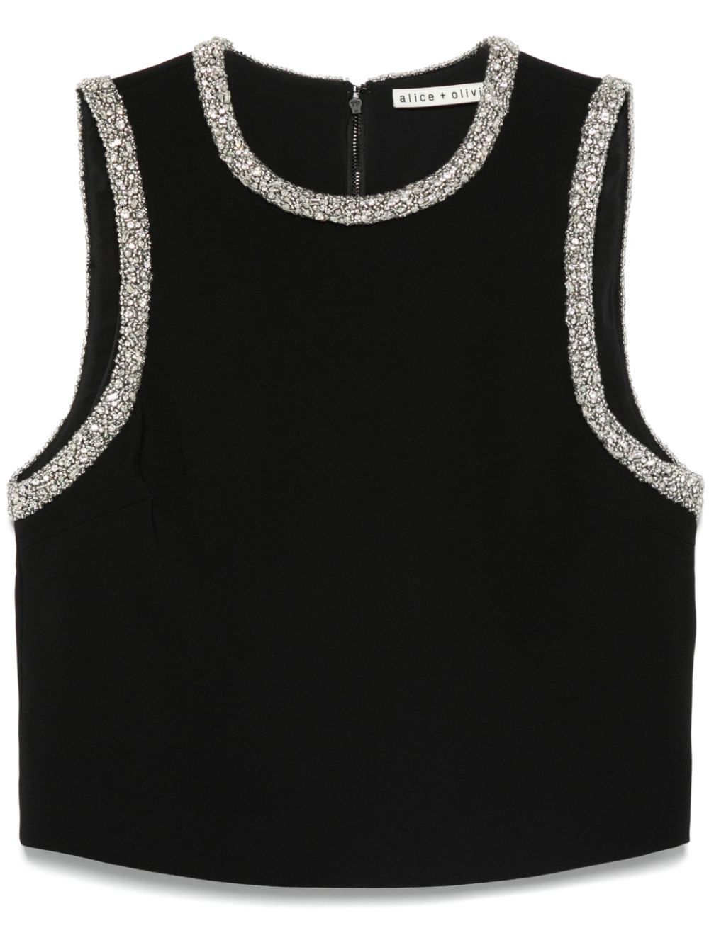 Alice + Olivia Amal Embellished Top Black