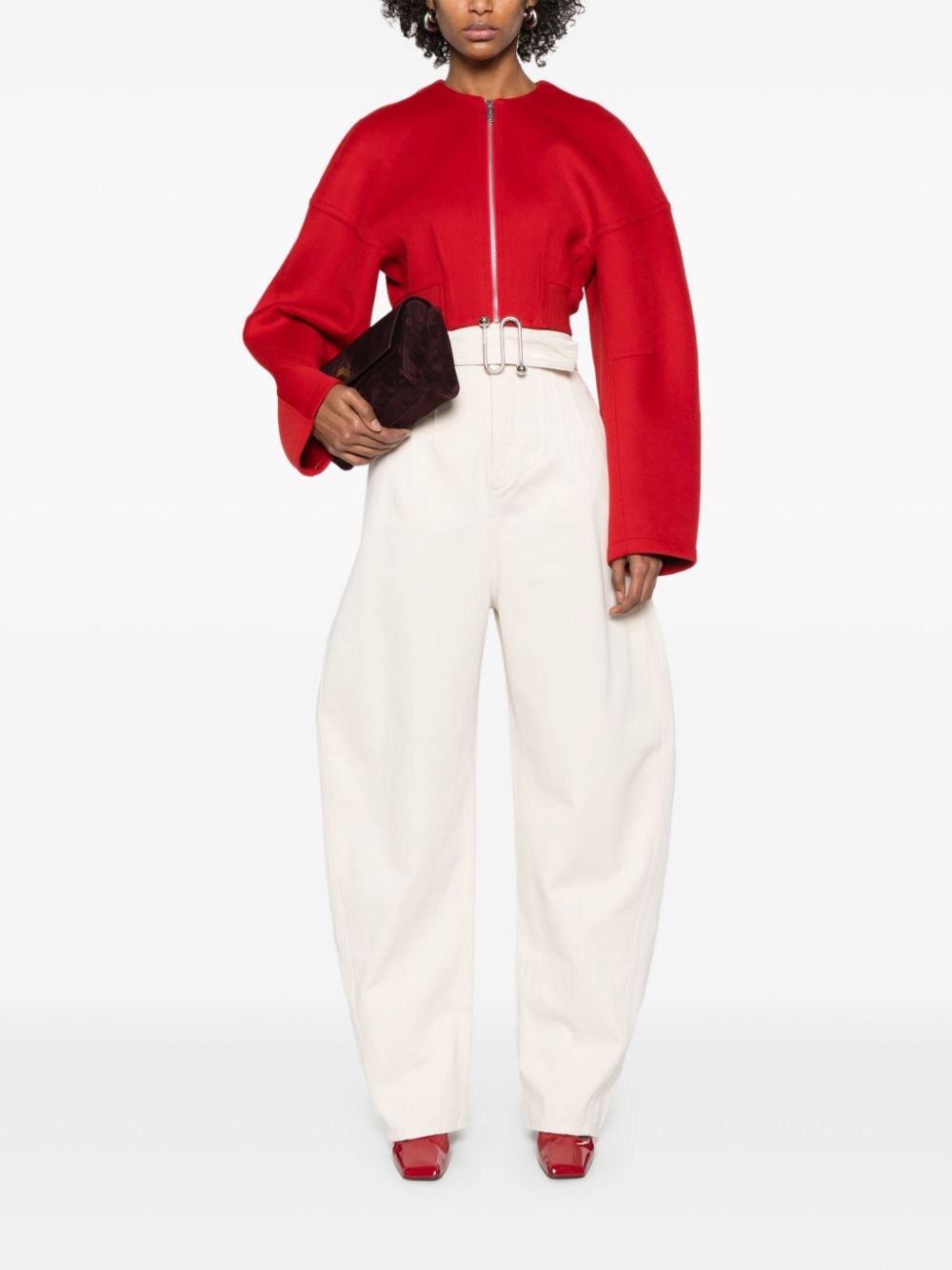 SPORTMAX PRE Cropped Wool Jacket Red