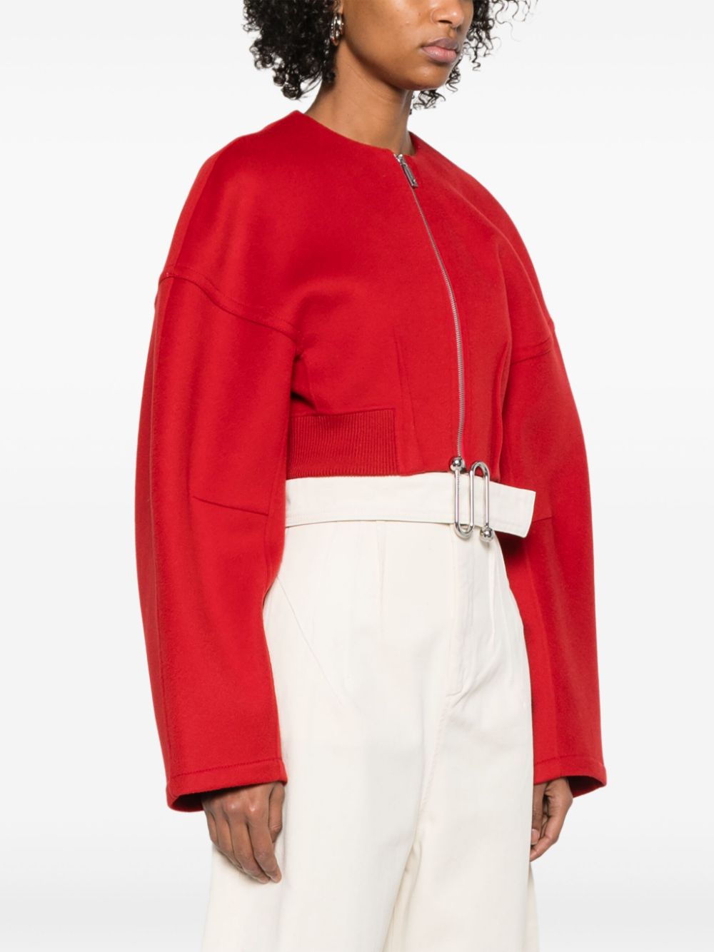 SPORTMAX PRE Cropped Wool Jacket Red