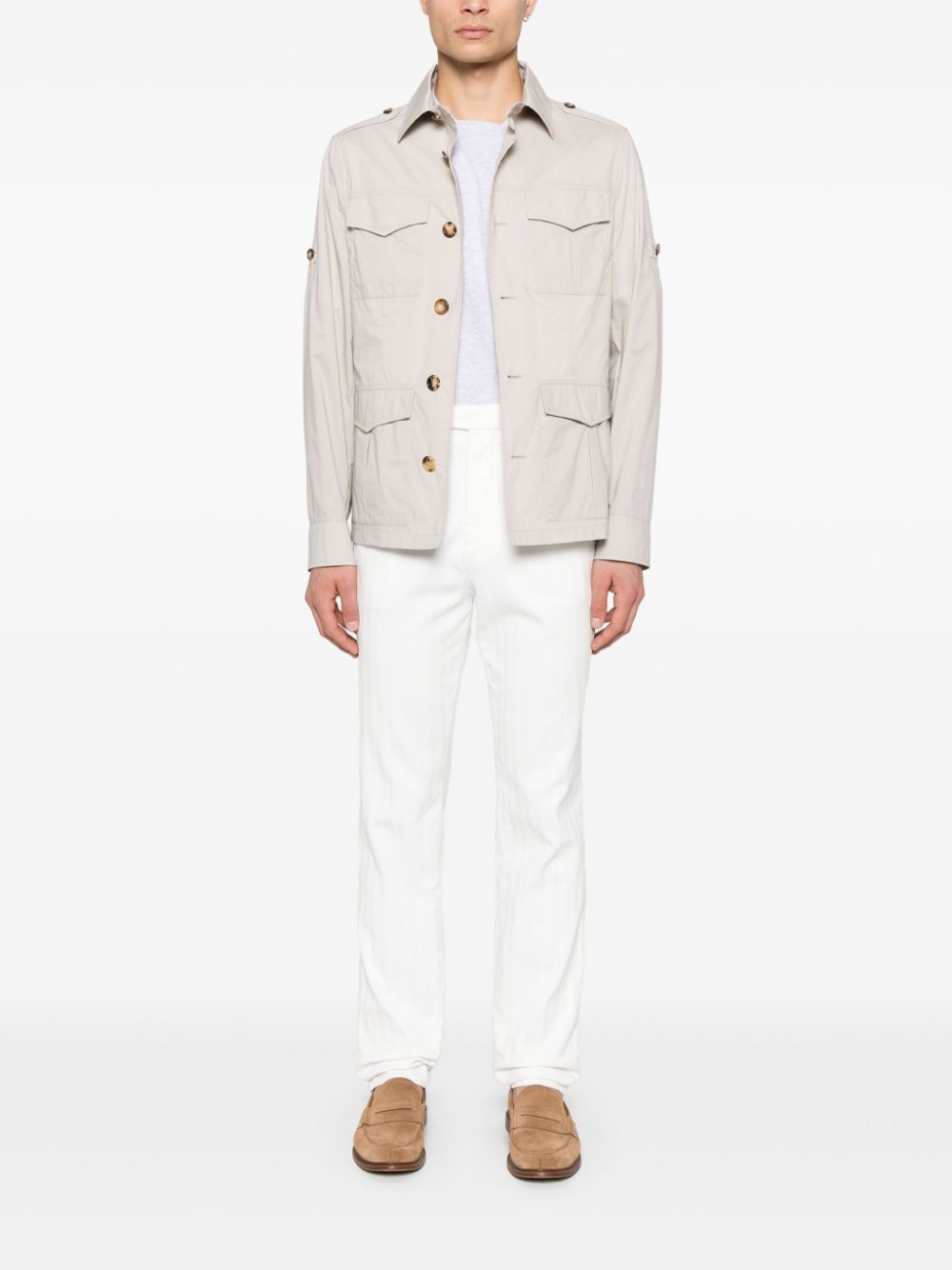 Brunello Cucinelli Cotton Blend Jacket Beige