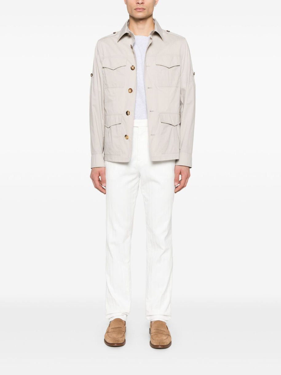 Brunello Cucinelli Cotton Blend Jacket In Beige