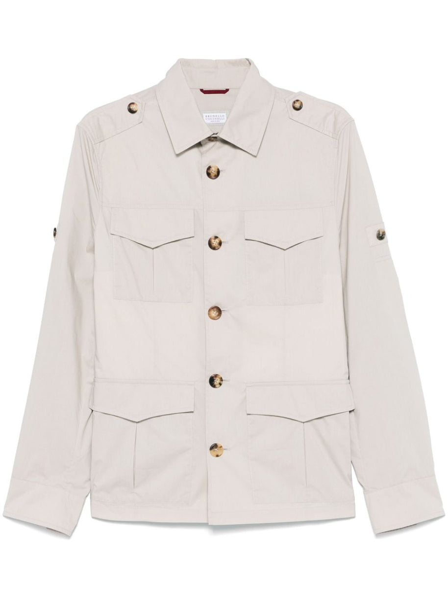 Brunello Cucinelli Cotton Blend Jacket In Beige