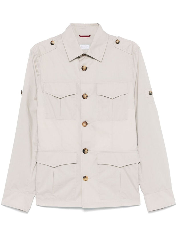 Brunello Cucinelli Cotton Blend Jacket In Beige