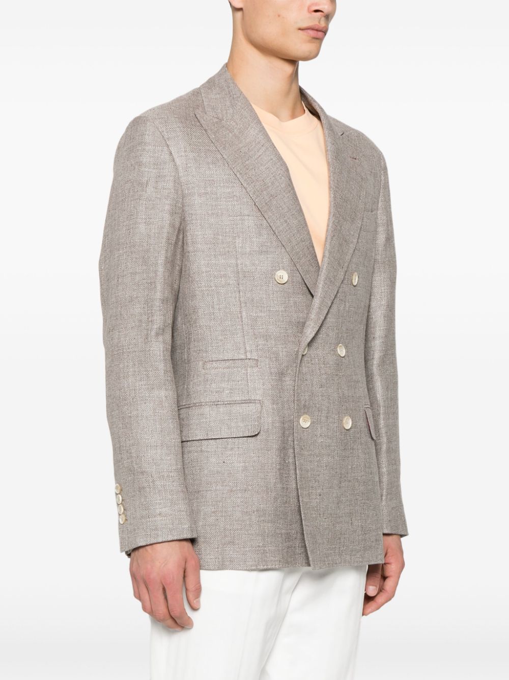 Brunello Cucinelli Linen/Flax/Wool Jacket In Brown