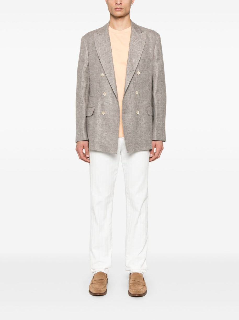 Brunello Cucinelli Linen/Flax/Wool Jacket In Brown