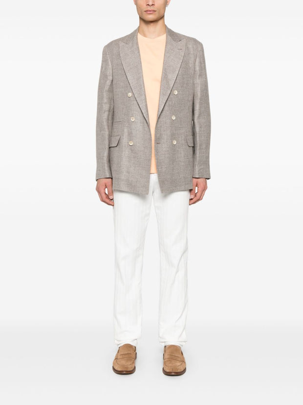 Brunello Cucinelli Linen/Flax/Wool Jacket In Brown