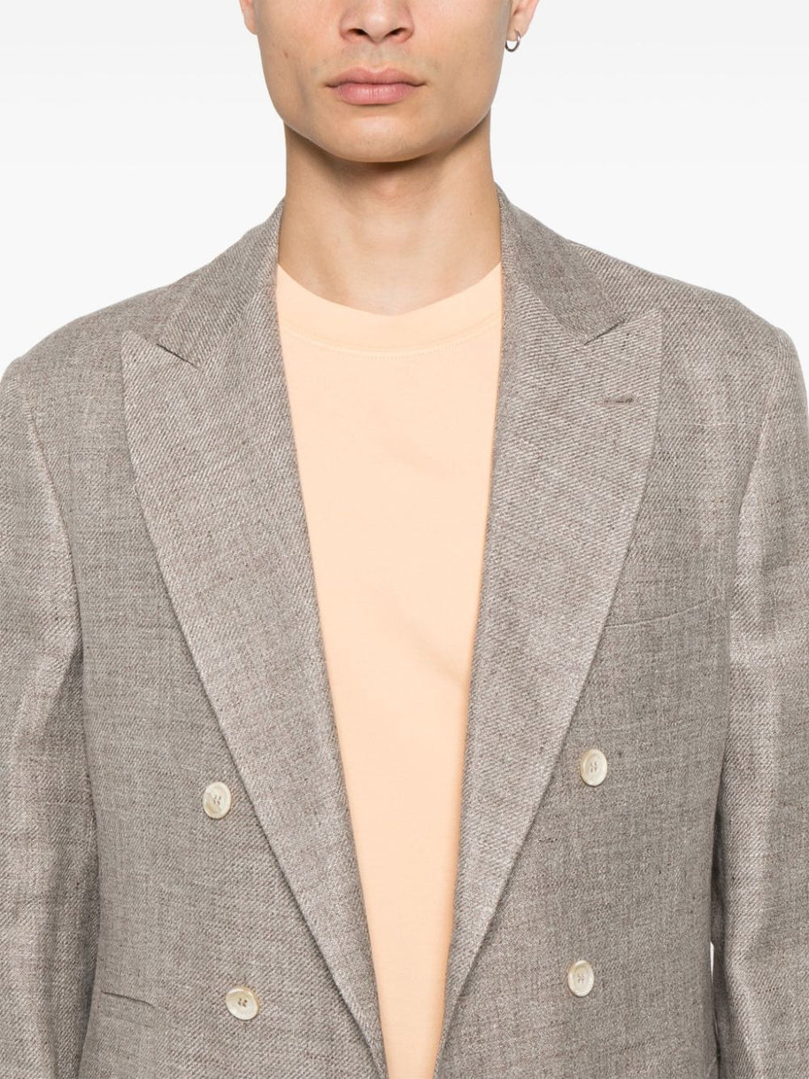 Brunello Cucinelli Linen/Flax/Wool Jacket In Brown