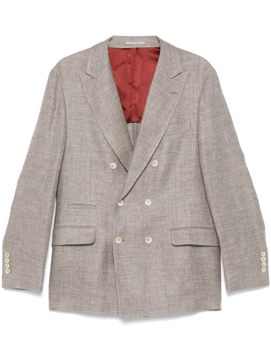 Brunello Cucinelli Linen/Flax/Wool Jacket In Brown