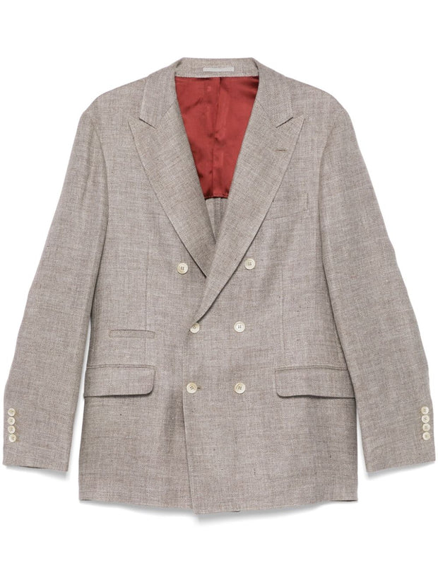 Brunello Cucinelli Linen/Flax/Wool Jacket In Brown