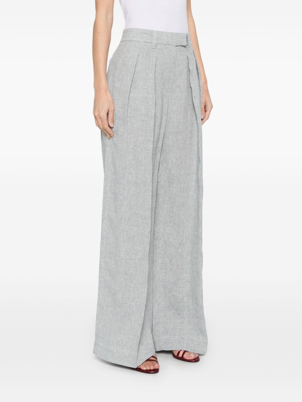 Brunello Cucinelli Wide Leg Pants Light Grey